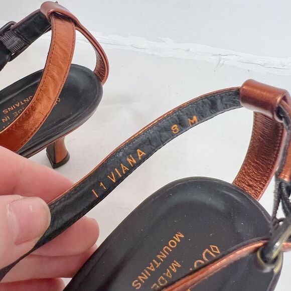 Donald J. Pliner Viana Copper Leather Kitten Heels Heeled Sandals y2k Size 8 - Picture 6 of 7